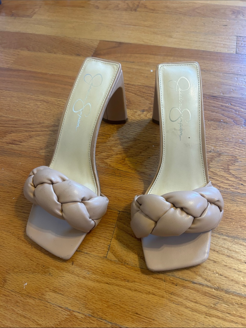Jessica Simpson Blush Braided Square-Toe Heeled Mules